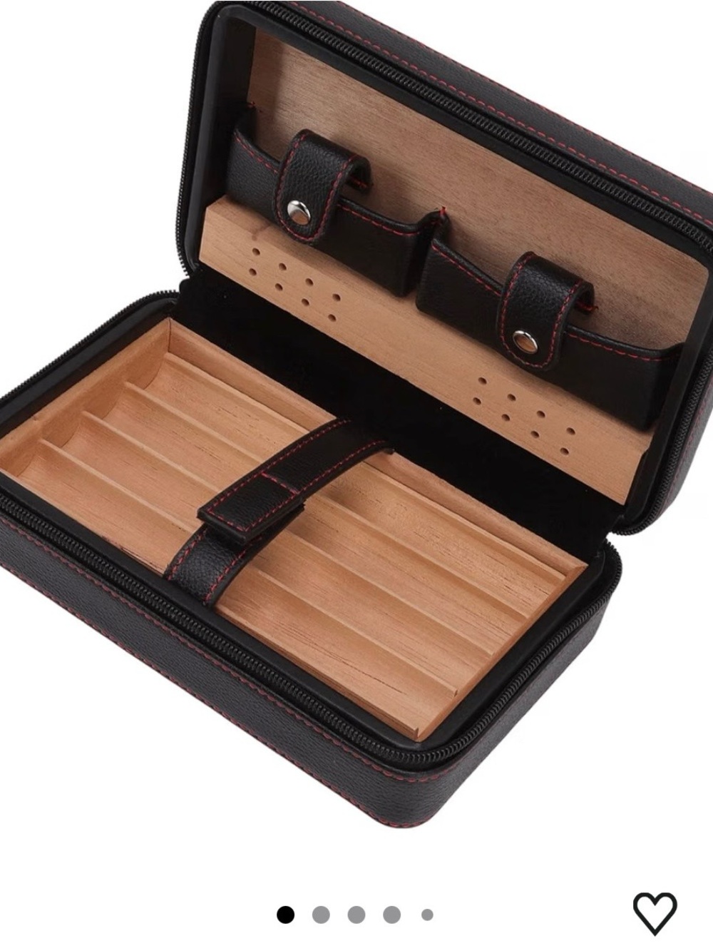 Cigar Box 4 Pack Travel Portable Leather Cigar Humidor - Picture 8 of 9